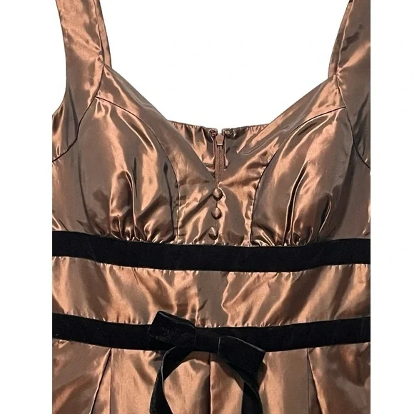 BCBG Paris Brown/Bronze Fit and Flare Taffeta Petticoat Cocktail Dress - Picture 6 of 14